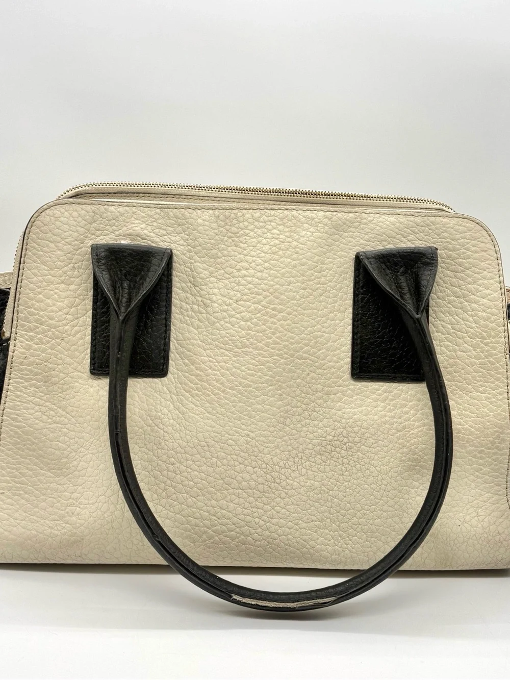 kate spade Two-Tone Pebbled Leather Satchel - Cream & Black